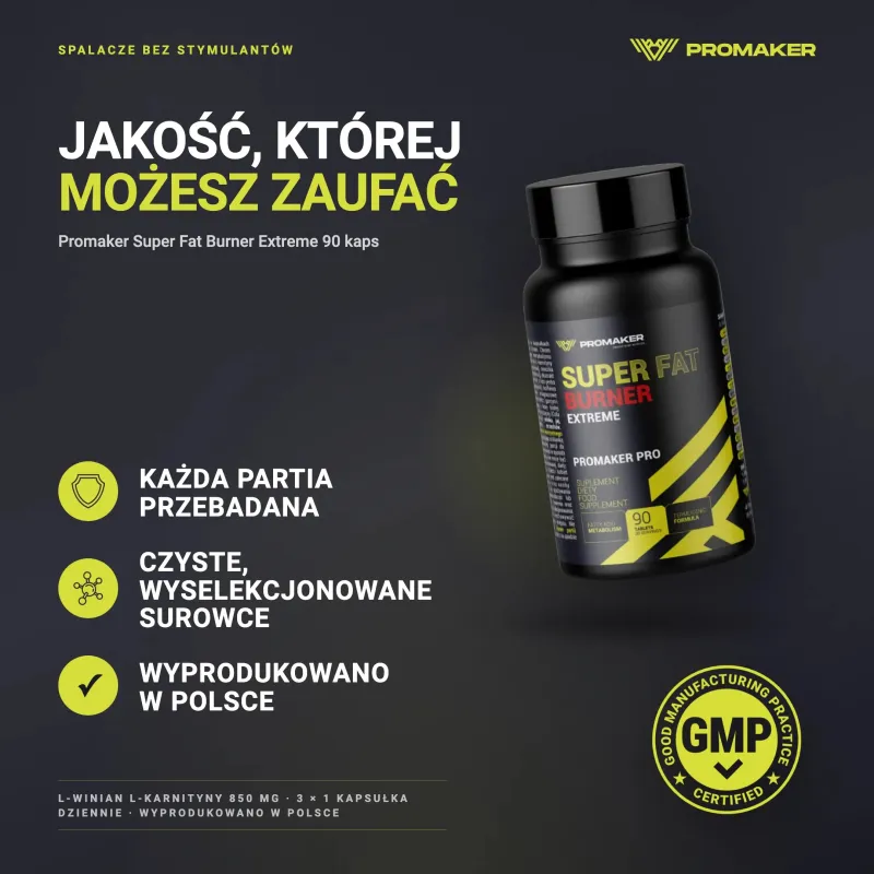 Odchudzanie Spalacz tłuszczu Promaker Super Fat Burner… – każda partia przebadana, certyfikat GMP, wyprodukowano w Polsce