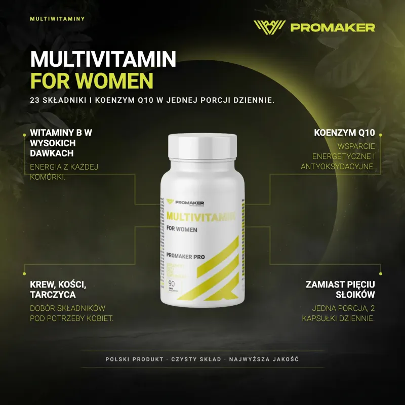 Witaminy i Minerały Kompleks Promaker Multivitamin For Women 90kaps – najważniejsze korzyści i skład