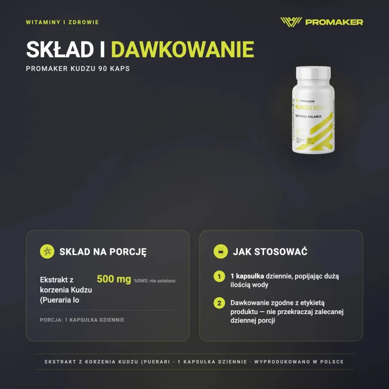 Promaker Kudzu 90caps – nutrition per serving and how to use