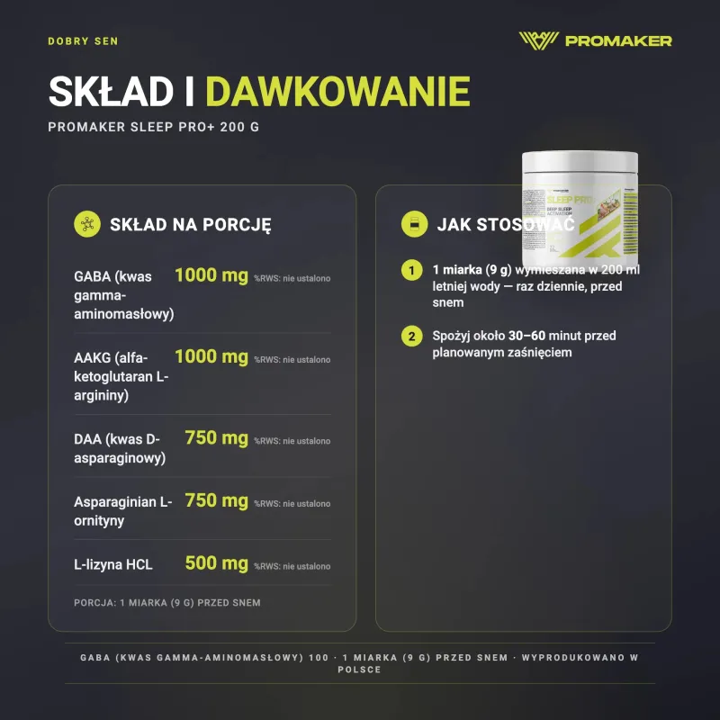 Promaker Sleep Pro+ 200g – nutrition per serving and how to use