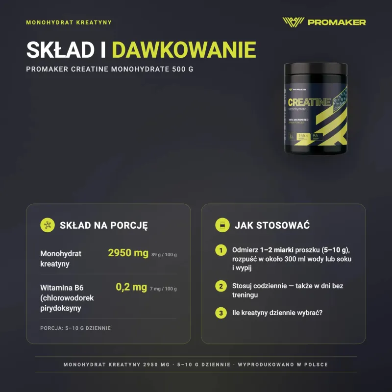 CREATINE PROMAKER CREATINE MONOHYDRATE 500 G – nutrition per serving and how to use