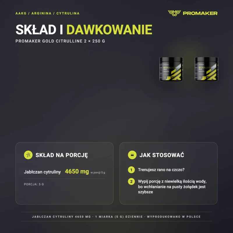 Wielopak 2x Promaker Gold Citrulline 250g – skład na porcję i sposób stosowania