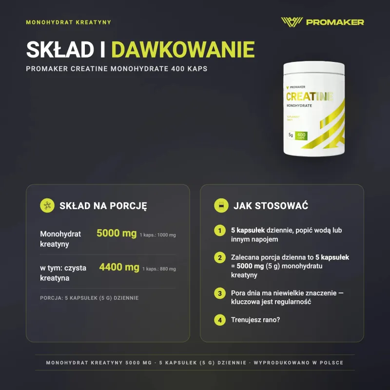 Promaker Creatine Monohydrate 400caps – nutrition per serving and how to use