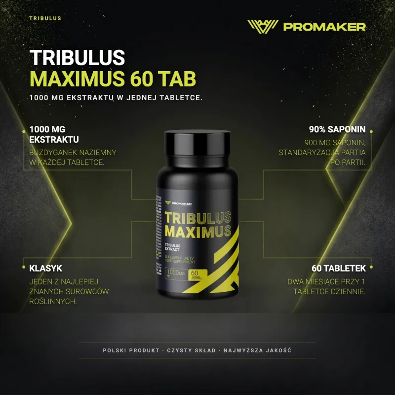 Booster Testosteronu PROMAKER Tribulus Maximus 60tab – najważniejsze korzyści i skład
