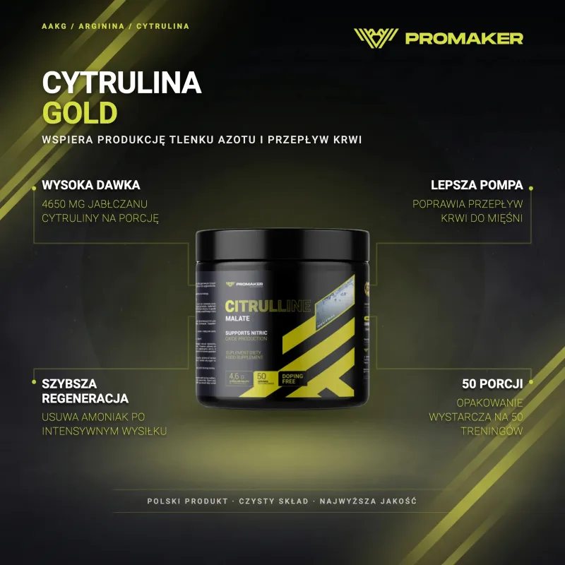 Promaker Gold Citrulline Насосная добавка 250 г – ключевые преимущества и чистый состав