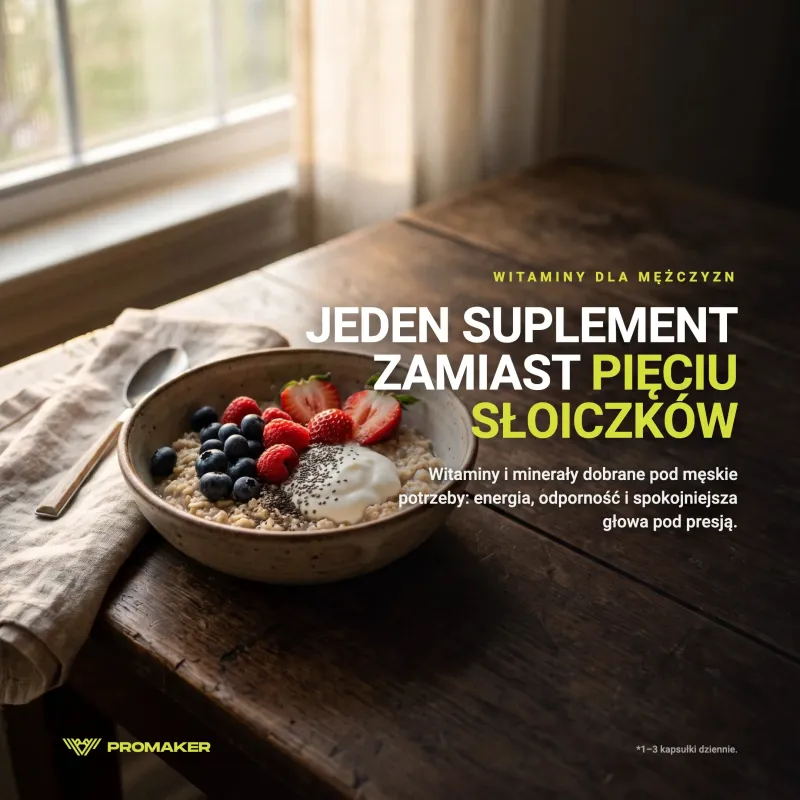 Witaminy i minerały dla Mężczyzn Promaker Multivitamin For Him 90kaps – suplement w codziennym użyciu