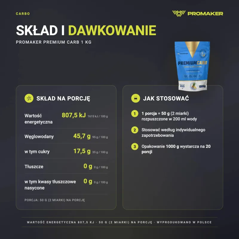 CARBOHYDRATES PROMAKER PREMIUM CARB 1KG – nutrition per serving and how to use