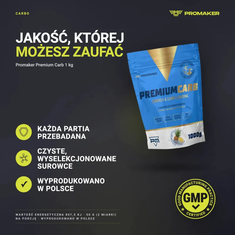 CARBOHYDRATES PROMAKER PREMIUM CARB 1KG – every batch tested, GMP certified, made in Poland