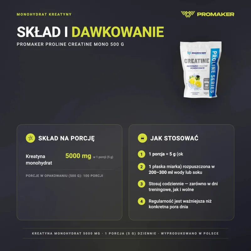 Creatine Promaker Proline Creatine Mono 500g – nutrition per serving and how to use