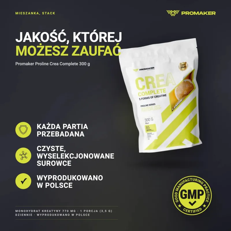 Creatine Promaker Proline Crea Complete 300g – every batch tested, GMP certified, made in Poland