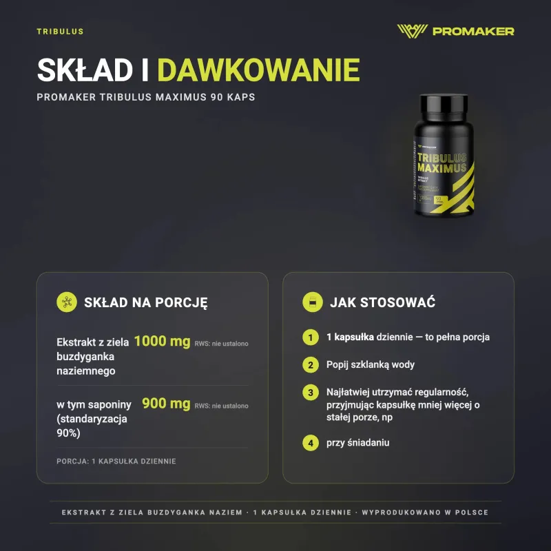 TESTOSTERONE BOOSTER PROMAKER TRIBULUS MAXIMUS 60TAB – nutrition per serving and how to use