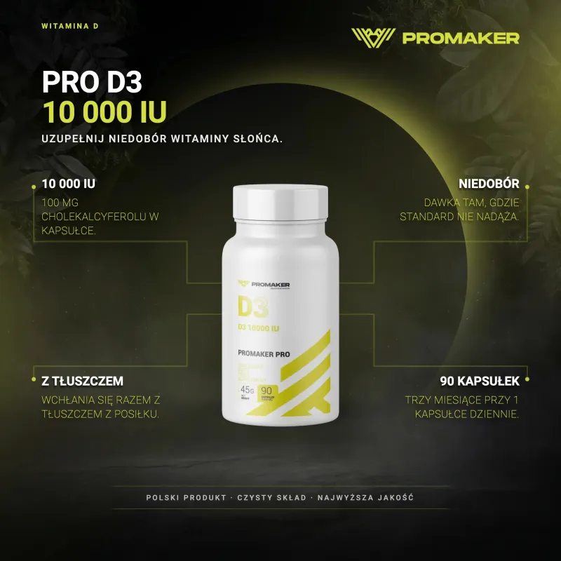 WITAMINY PROMAKER PRO D3 10000 IU 90 CAPS – najważniejsze korzyści i skład