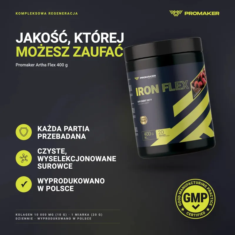 Joint regeneration Promaker Iron Flex 400g – every batch tested, GMP certified, made in Poland