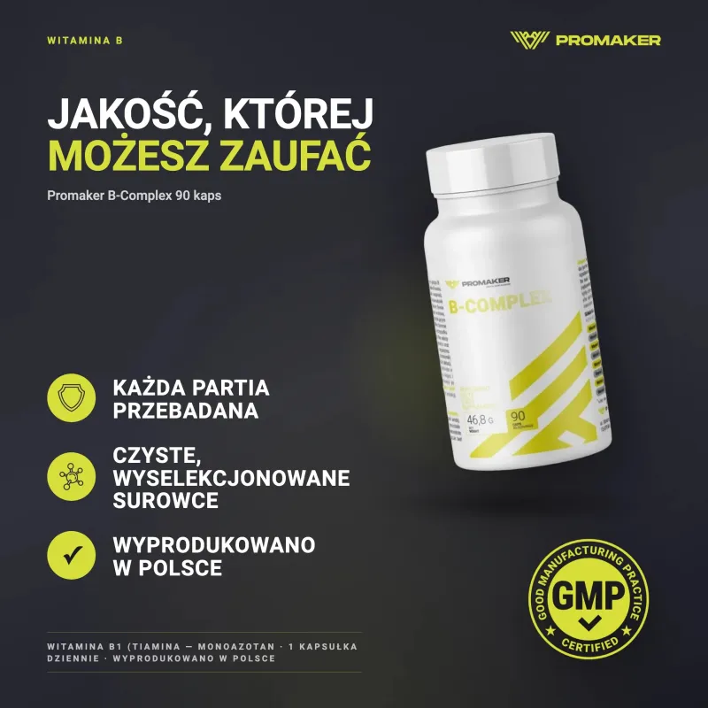 Witaminy Promaker B-Complex 90kaps – каждая партия проверена, сертификат GMP, сделано в Польше