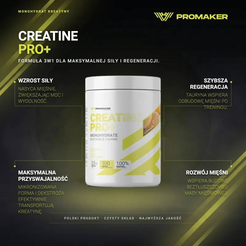 Kreatyna Promaker Creatine PRO+ 500g – key benefits and clean formula