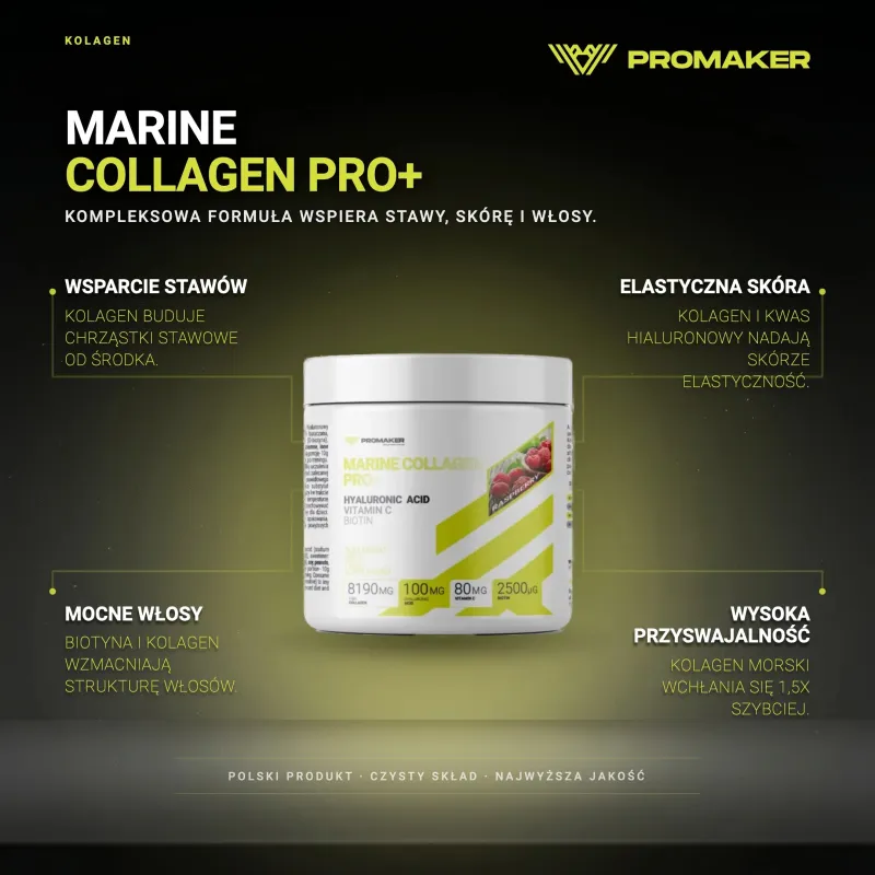 Regeneracja Stawów Kompleks Promaker Marine Collagen Pro+ 200g – key benefits and clean formula