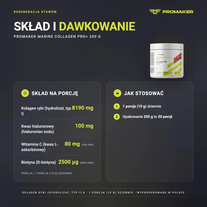 Regeneracja Stawów Kompleks Promaker Marine Collagen Pro+ 200g – nutrition per serving and how to use