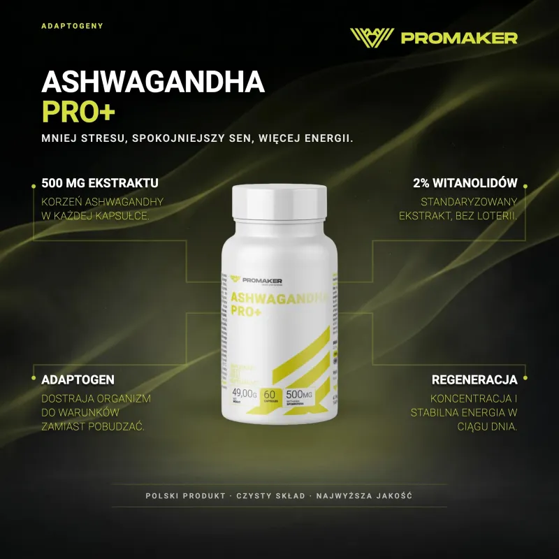 Adaptogeny Promaker Ashwagandha PRO+ 60kaps – ключевые преимущества и чистый состав