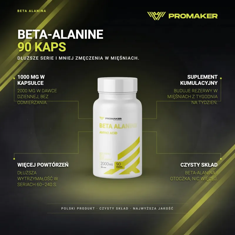 PRE-WORKOUT SUPPLEMENT PROMAKER BETA-ALANINE 90 CAPS – key benefits and clean formula
