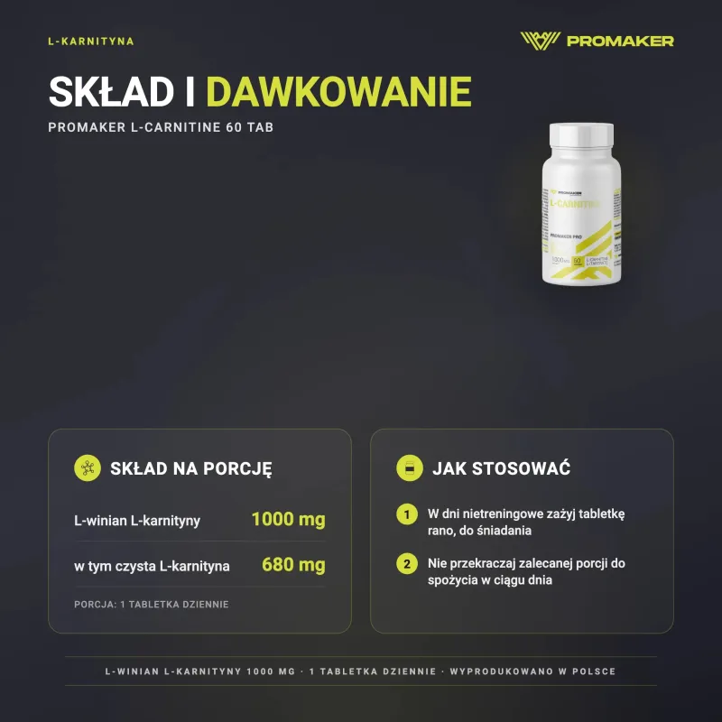 FAT BURNER PROMAKER L-CARNITINE AMINO ACID 60 TAB – nutrition per serving and how to use