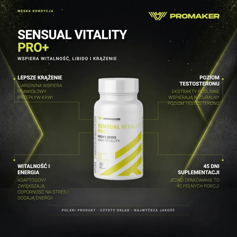 Męska Kondycja Kompleks  Promaker Sensual Vitality PRO+ 90caps – key benefits and clean formula
