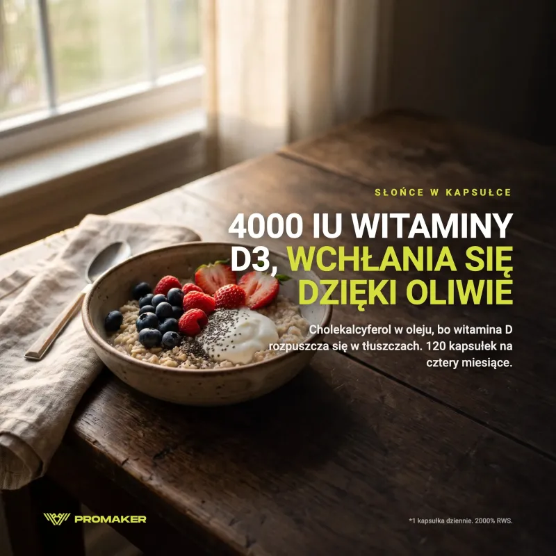 Witaminy D Promaker Vitamin D3 PRO+ 4000IU 120kaps – ежедневная добавка от польского производителя