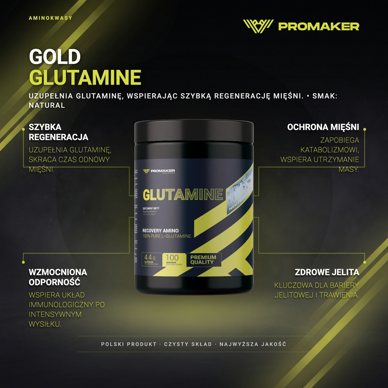 Aminokwasy Glutamina Promaker Gold Glutamine 500g – smak Natural